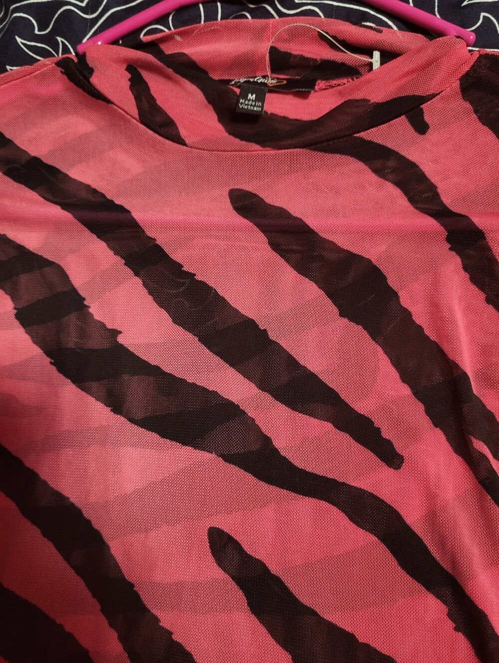 Kids Pink Zebra-Print Long Sleeve One-Piece Bodysuit - Picture 3 of 3